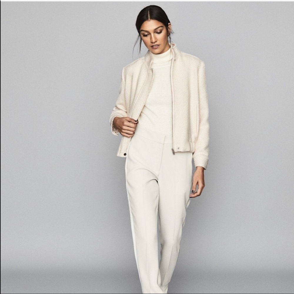 Reiss Talia Bomber Jacket in Ivory NWT